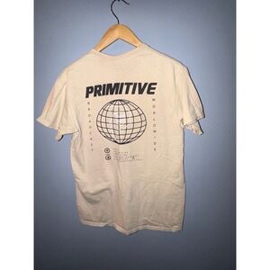 Primitive Skateboarding T Shirt Mens Medium Tan‎ Globe Broadcast Worldwide
